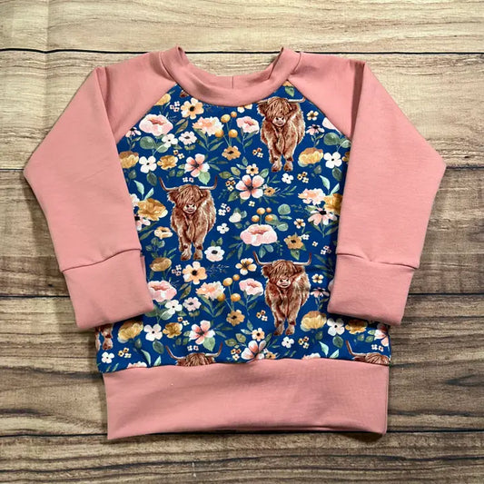 Highland Cows Blue Grow with Me Sweater