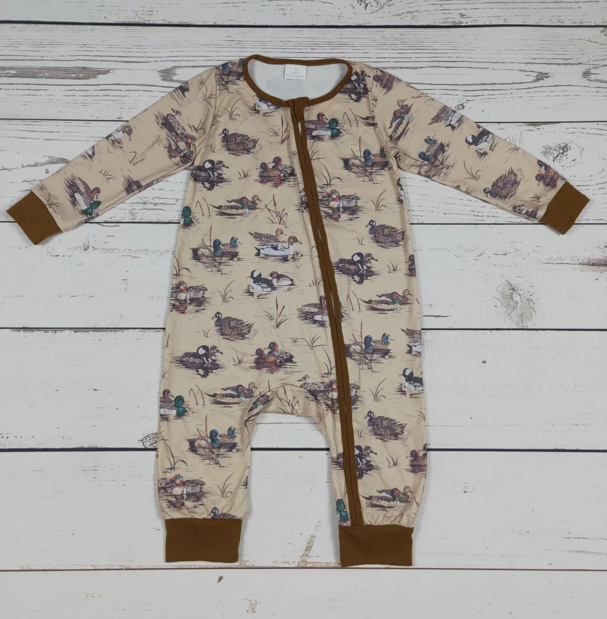 Baby Duck Printed Zipper Romper