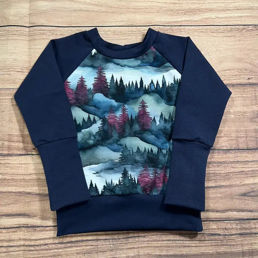Burgundy Turquoise Forest Grow with Me Sweater